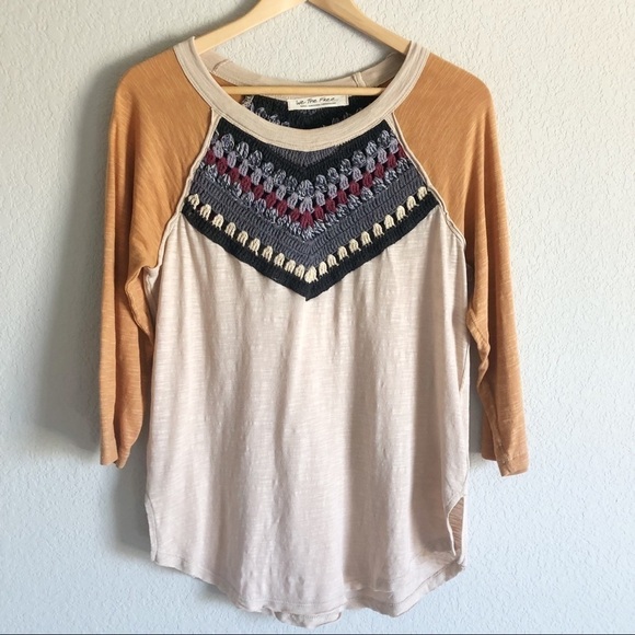 Free People Spring Bound Raglan Crochet Shirt - Picture 1 of 14